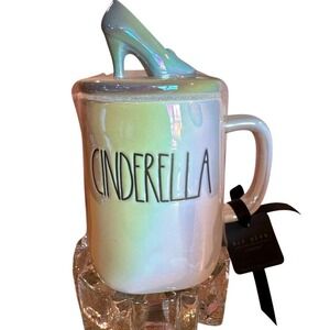✨ Iridescent Rae Dunn Disney Cinderella Mug with Glass Slipper Topper